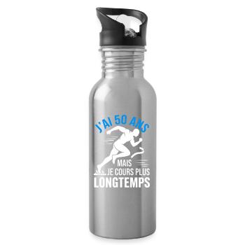 50 Ans Je Cours Plus Longtemps Humour Coureur - Gourde avec paille intégrée - argent clair - Droite