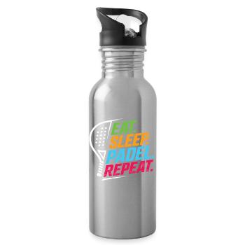 Eat Sleep Padel Repeat Funny Padel Player Sports  - Trinkflasche mit integriertem Trinkhalm - Lightsilver - Rechts