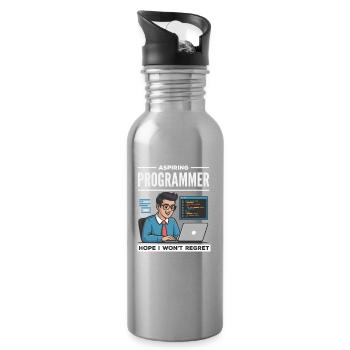 Aspiring Programmer Humor - Trinkflasche mit integriertem Trinkhalm - Lightsilver - Rechts