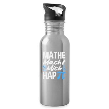 Mathe Macht Mich Glücklich - Trinkflasche mit integriertem Trinkhalm - Lightsilver - Rechts