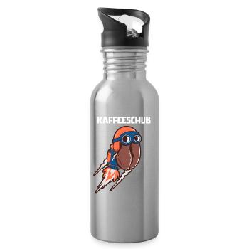 Kaffeeschub Rocket Coffee Bean Funny - Water bottle with straw - silver - Right