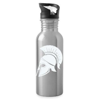 Spartanischer Helmschutz Grafik Blau - Trinkflasche mit integriertem Trinkhalm - Lightsilver - Rechts
