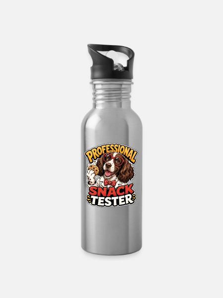 English Springer Spaniel - Water bottle with straw - silver