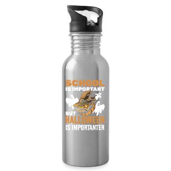 School is important but Halloween is importanter - - Trinkflasche mit integriertem Trinkhalm - Lightsilver - Rechts