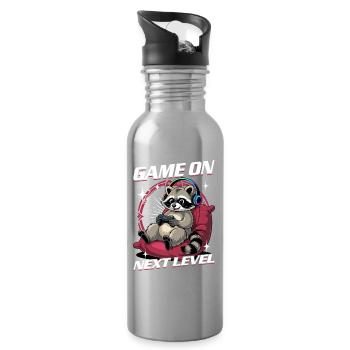 Gamer Gaming Raccoon Video Game - Trinkflasche mit integriertem Trinkhalm - Lightsilver - Rechts