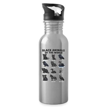 Black animals of the - Water bottle with straw - silver - Right