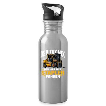  Der Tut Nix Der Will Nur Stapler Fahren - Trinkflasche mit integriertem Trinkhalm - Lightsilver - Rechts