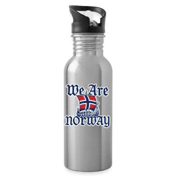 Norway Viking Boat Flag - Water bottle with straw - silver - Right