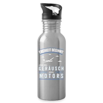 Freiheit beginnt ohne Motor Segelflieger - Trinkflasche mit integriertem Trinkhalm - Lightsilver - Rechts