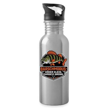 Barschmodus – Barschangler Raubfisch Spruch - Trinkflasche mit integriertem Trinkhalm - Lightsilver - Rechts