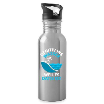Genitive into the water because it's dative grammar - Water bottle with straw - silver - Right