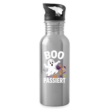 Boo passiert – Halloween-Geist mit Bonbons - Trinkflasche mit integriertem Trinkhalm - Lightsilver - Rechts