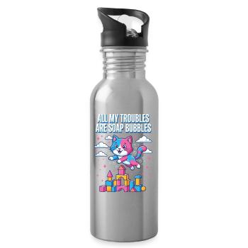 All My Troubles Are Soap Bubbles - Trinkflasche mit integriertem Trinkhalm - Lightsilver - Rechts