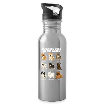 Japanische Hunderassen-diagramm-niedliche - Trinkflasche mit integriertem Trinkhalm - Lightsilver - Rechts