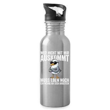 Wer Nicht Mit Mir Auskommt muss Eben Nnoch Ein  - Trinkflasche mit integriertem Trinkhalm - Lightsilver - Rechts