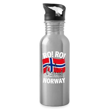  RO RO NORWAY Wikingerschiff Norwegen Flagge - Trinkflasche mit integriertem Trinkhalm - Lightsilver - Rechts