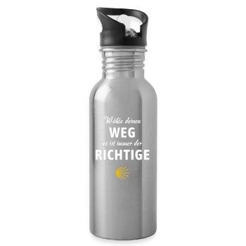 Camino - Der richtige Weg | Jakobsweg, Pilger, - Trinkflasche mit integriertem Trinkhalm - Lightsilver - Rechts