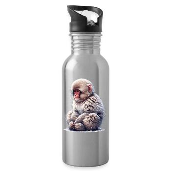 Snow Monkey - Water bottle with straw - silver - Right
