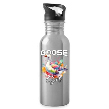 Goose Mädchen Gans - Trinkflasche mit integriertem Trinkhalm - Lightsilver - Rechts