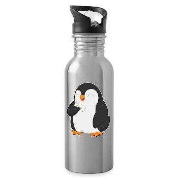 Pinguin Brief - Trinkflasche mit integriertem Trinkhalm - Lightsilver - Rechts