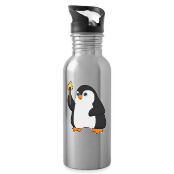 Penguin Torch - Water bottle with straw - silver - Right