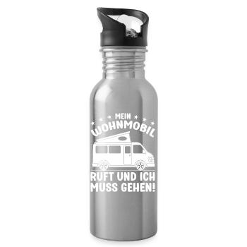 Mein Wohnmobil ruft und ich muss gehen Camping - Trinkflasche mit integriertem Trinkhalm - Lightsilver - Rechts