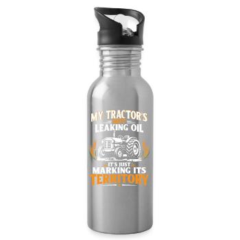 Lustiger Traktor Spruch Vintage Bauern mit Humor - Trinkflasche mit integriertem Trinkhalm - Lightsilver - Rechts