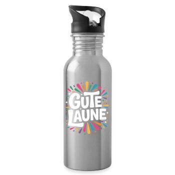 Gute Laune Karneval Fasching Karnevalskostüm Alaaf - Trinkflasche mit integriertem Trinkhalm - Lightsilver - Rechts