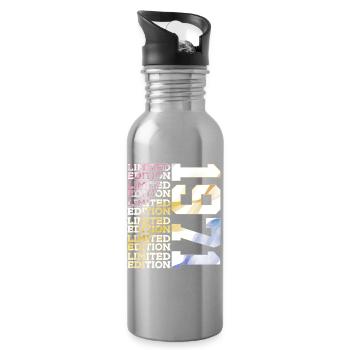 LIMITED EDITION 1971 - 55 YEARS - 55TH BIRTHDAY - Water bottle with straw - silver - Right