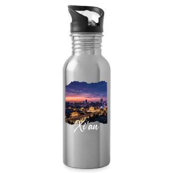 Xi'an Evening World at the City Wall - Water bottle with straw - silver - Right