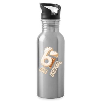 67 Sixth Birthday IceCream Cone - Water bottle with straw - silver - Right