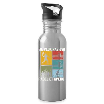 Je Peux Pas J'ai Padel et Apéro Humour - Gourde avec paille intégrée - argent clair - Droite