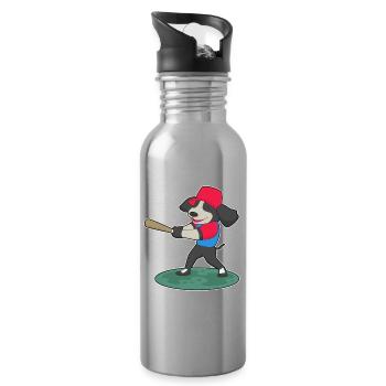 Hund Baseball Baseballschläger - Trinkflasche mit integriertem Trinkhalm - Lightsilver - Rechts