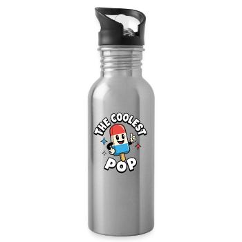 Lustiger Opa, der coolste Papa - Trinkflasche mit integriertem Trinkhalm - Lightsilver - Rechts