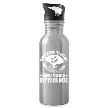 Social Worker Quote Work Behind The Scenes Social - Trinkflasche mit integriertem Trinkhalm - Lightsilver - Rechts