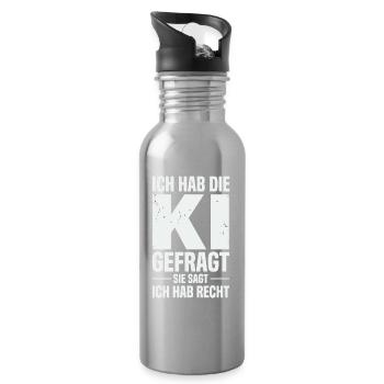ich hab die ki gefragt sie sagt ich hab recht - Trinkflasche mit integriertem Trinkhalm - Lightsilver - Rechts