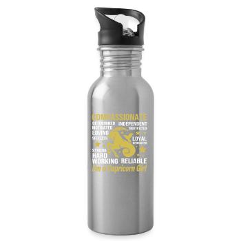 Zodiac sign Capricorn - Water bottle with straw - silver - Right