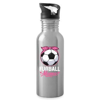 Fußball Mama Mutter Fußballfieber Fußballverein - Trinkflasche mit integriertem Trinkhalm - Lightsilver - Rechts