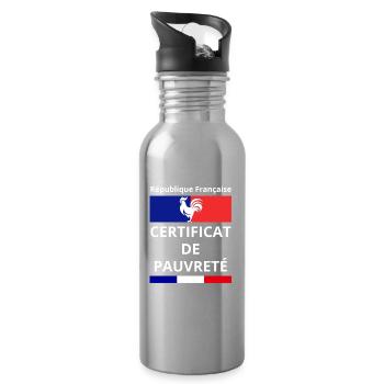 République Française Certificat de Pauvreté - Gourde avec paille intégrée - argent clair - Droite