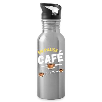 En Pause Café  - Gourde avec paille intégrée - argent clair - Droite