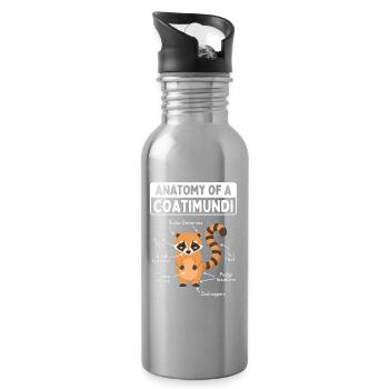 Anatomy of a coati - Water bottle with straw - silver - Right