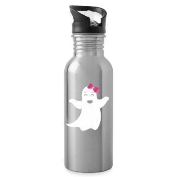 Ghost girl with pink bow - Water bottle with straw - silver - Right