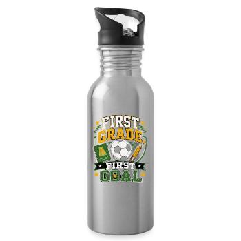 School enrollment football - Water bottle with straw - silver - Right