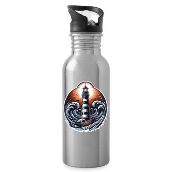 lighthouse - Water bottle with straw - silver - Right