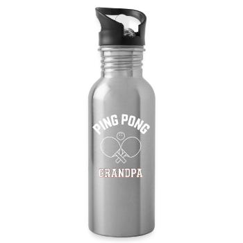 Tennis de table, joueur de tennis de table, grand-père, cadeau - Gourde avec paille intégrée - argent clair - Droite