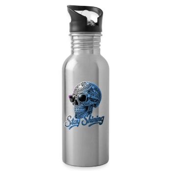 Stay Shining Diamond Skull - Water bottle with straw - silver - Right