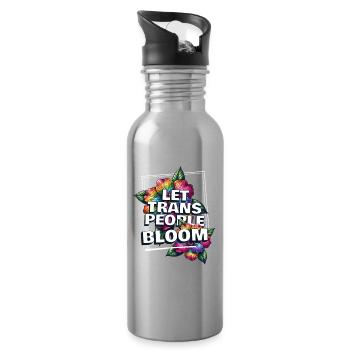 Trans Pride Bloom - Water bottle with straw - silver - Right
