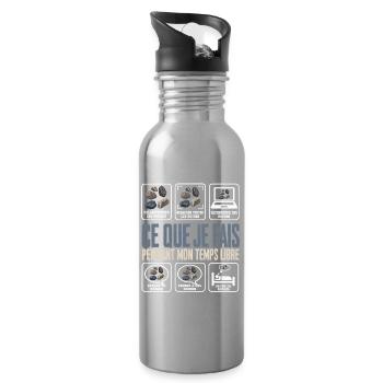 Géologue Cadeau humour personnalisé - Gourde avec paille intégrée - argent clair - Droite