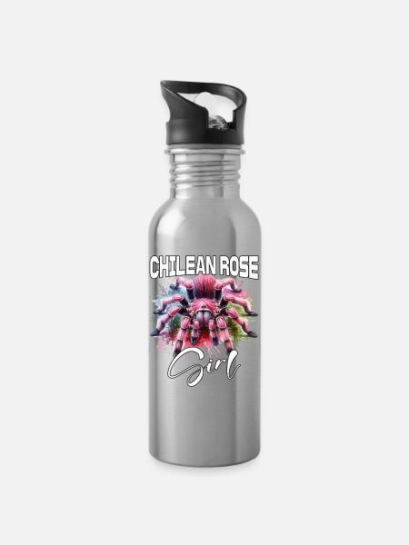 Chile Vogelspinne Mädchen - Trinkflasche mit integriertem Trinkhalm - Lightsilver