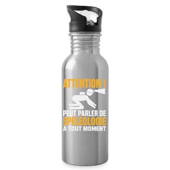 Spéléologie Cadeau humour personnalisé - Gourde avec paille intégrée - argent clair - Droite